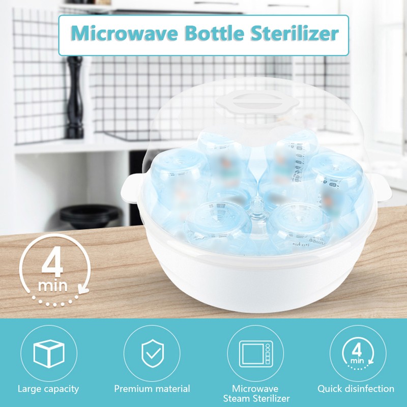 Microwave Bottle Sterilizer Steam Sterilizer Fits 6 Baby Bottles for