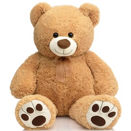 HollyHOME Teddy Bear Stuffed Animal Plush Giant Teddy Bears with Footprints Big Bear 36 inch Tan