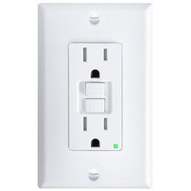 Amico 1 Pack GFCI Outlet 15 Amp with Thinner Design, Non-Tamper Resistant, Self-Test GFI Receptacles with LED Indicator, Wall Plates and Screws Included, Indoor, ETL Listed, White