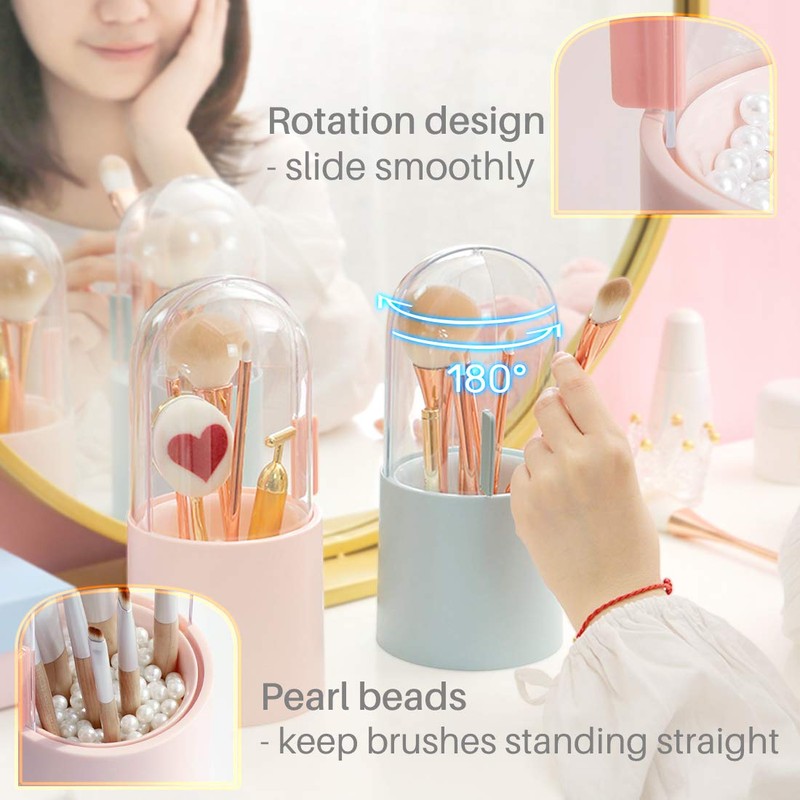 Kalevel Cosmetic Brush Holder Organizer Dustproof Container Makeup Color Removal