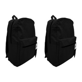 2-Pack 17” Backpacks, Dual Compartment Zippered Adjustable Straps Outdoor Travel Work (Black)