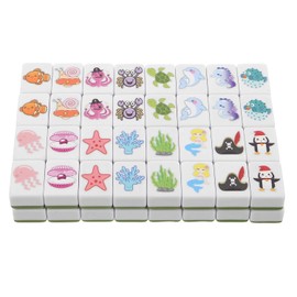 Juego de 64 fichas de Mahjong para Combinar: Juego de Bloques de Mahjong con temática oceánica Kawaii de 24 mm/0,94" - de Mesa de Animales