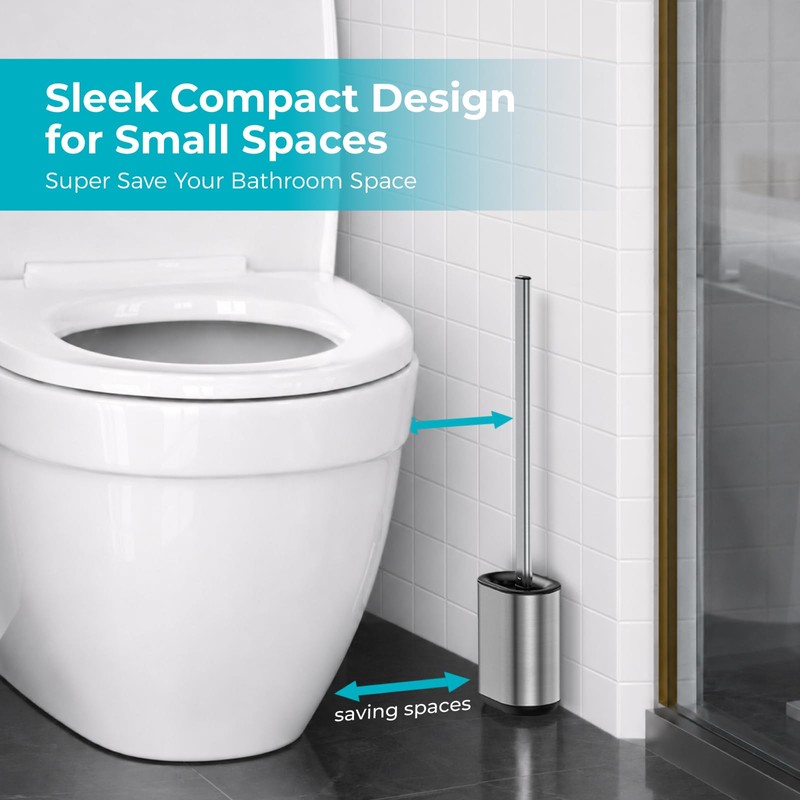 Sineng Silicone Toilet Brush and Holder Set, Stainless Steel Toilet