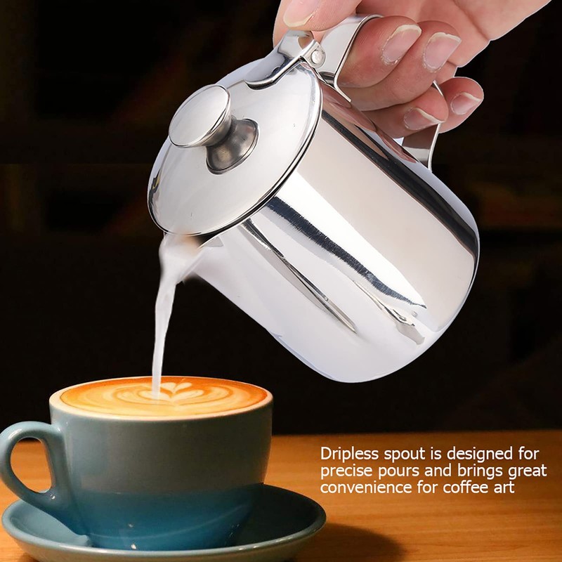 Stainless Steel Coffee Frothing Pitcher 600ml with Ergonomic Handle and