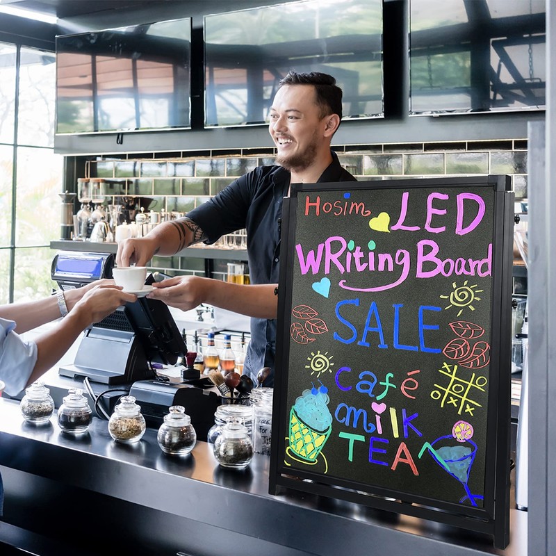 Hosim Standing A-Frame LED Message Writing Board, 32”x 24" Illuminated