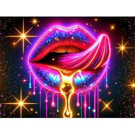 BlissYard Lip Black light Tapestry Hanging Backdrop Glow in The Dark Poster Glitter Lips UV Tapestry for Bedroom Wall Decoration Living Room Artwork Home Room Party Backdrop Decor 78x59 Inch