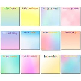 12 Pieces Snarky Office Sticky Notes Funny Note Pads Work Sucks Complaining Quotes Vibrant Negative Passive Office Notepads Adhesive Memo Pad for Colleague Office Supplies, 3 x 3 Inch (Funny Style)