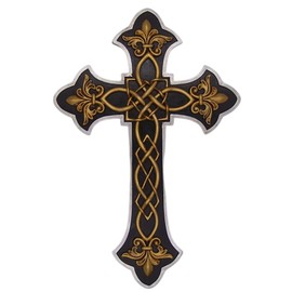 Wowser Black Wall Cross Featuring a Fleur De Lis Design, French Themed Décor, Religious Decoration, 12.5 Inches