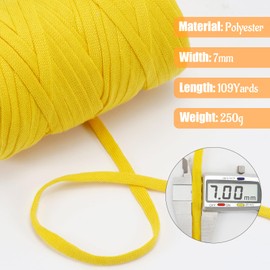 LEREATI T-Shirt Yarn, 7 mm Textile Yarn for Crochet Baskets, 100 m / 250 g, Ribbon Yarn, Macrame Yarn, Crochet Yarn, Fabric, Thick Yarn for Bags, Basket, Blanket, Crochet, Home Decoration (Chestnut