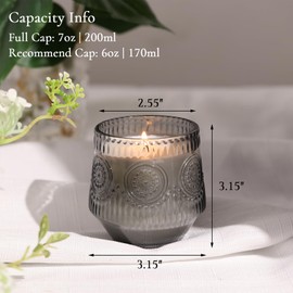 LAMORGIFT 12 Pack Gary Glass Jars for Candle Making- Floral Theme 7OZ Glass Candle Making Jars, Empty Candle Jars, Candle Containers, Candle Vessels with Candle Making Accessories for Making Candles