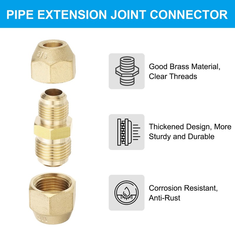 PATIKIL Copper Fitting 9.52mm to 12.7mm Pipe Coupler Reducer Adapter