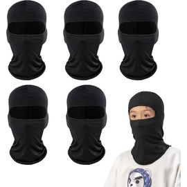 SEFIRST Pack of 5 Balaclavas, Children's Under Helmet, Motorcycle Face Cap, Ski Mask, Neck Gaiter, Cooling Balaclava, Elastic UV Protection, Breathable Mask for Cycling, Sports, Ski (Black), black,