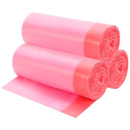 Bolsas de basura con cordón de 4 galones, bolsas de basura con cordón, bolsas de basura para oficina, baño, cocina, dormitorio, 3 rollos/60 unidades (rosa)