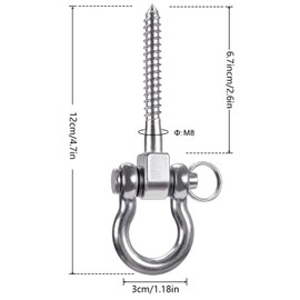 sinirttou Pack of 2 Ceiling Hooks Heavy Duty 12 cm Hammock Attachment Heavy Duty Stainless Steel Swing Hooks for Wooden Beams Playground Hammock Punch Bag Holder Swing Accessories 551 lbs