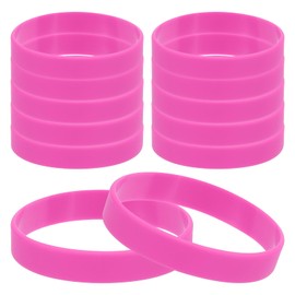 PATIKIL Silicone Rubber Bracelets, 12 Pcs Solid Color Blank Stretch Wristbands Sports Elastic Rubber Bands for Men Women Adults Teen Party Favors, Pink