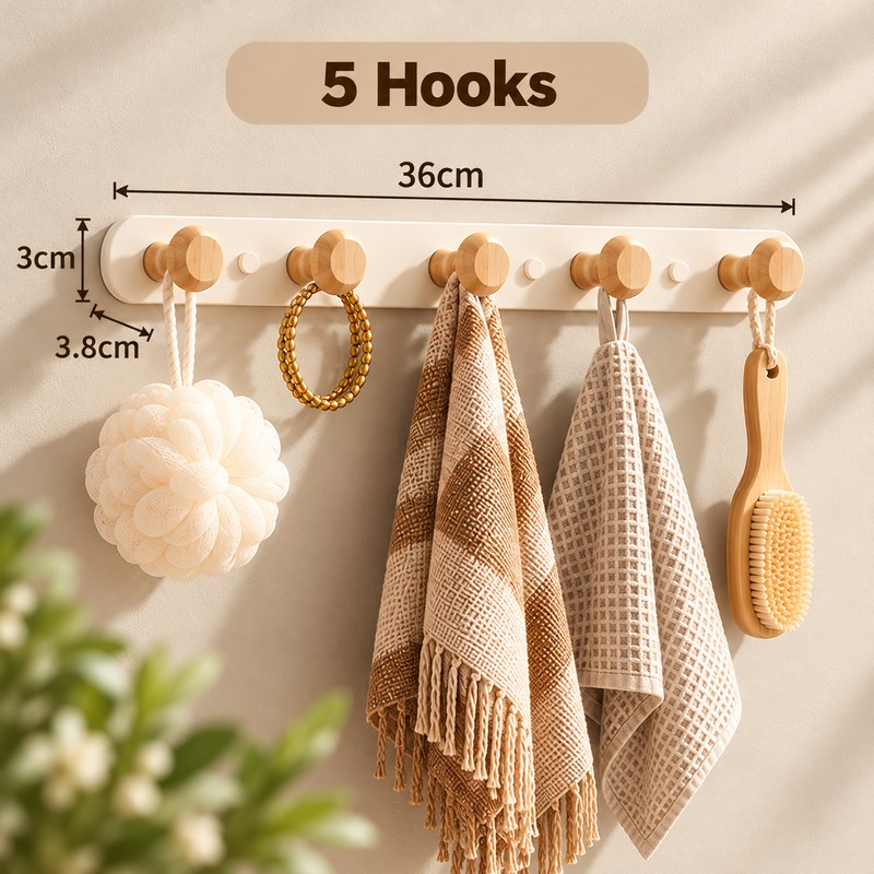 No-Drill Wall Coat Rack for Clothes & Bags – Carbon