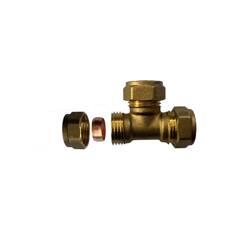 WRAS 15mm Compression Tee - Durable Brass Compression Tee Pipe