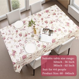 Tel Charme * Long Table Cloth Rectangular 213x152cm, Wipeable Tablecloth PVC Wipe Clean Waterproof, Table Cover Protector for Kitchen Party Birthday Coffee Tabletop Decoration