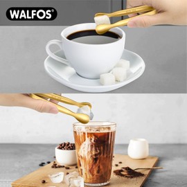 Walfos 12 Pcs Mini Gold Tongs, 4.25" Small Serving Tongs, Stainless Steel Kitchen Tongs for Appetizers, Parties Catering, Sugar, Desserts, Tea Party, Coffee Bar