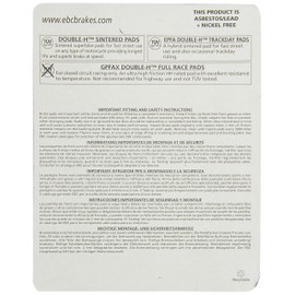 EBC Brakes FA390HH Juego de pastillas de freno de disco, negro