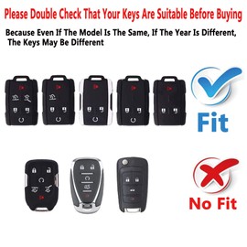 Yuebutor Key Fob Cover Case Compatible with Chevy Silverado 1500 2500HD 3500HD Tahoe Suburban Colorado Canyon GMC Sierra Yukon Accessories Shell Protector (Blue)