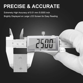Preciva Digital Vernier Caliper, Preciva Electronic Caliper 150mm with Extraordinary LCD Screen, Digital Precision Tool Vernier Micrometer Stainless Steel with Mm/Inch Conversion, Splash Resistant