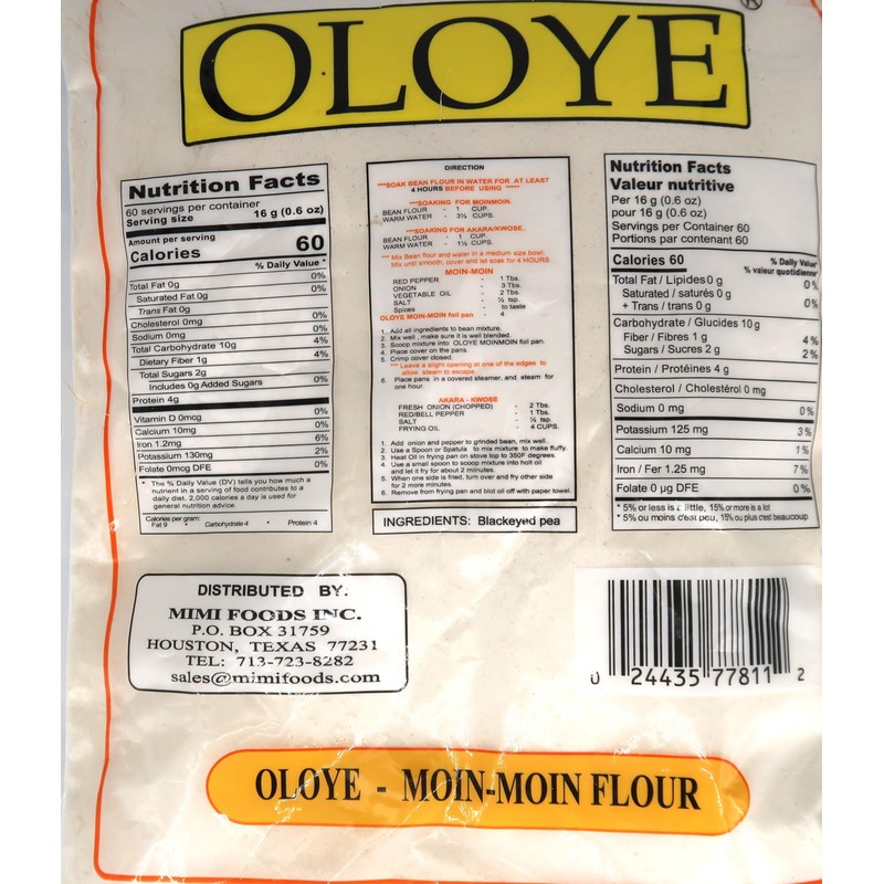 Oloye Beans Flour (Blackeyed Pea) / Moin-Moin/2lbs