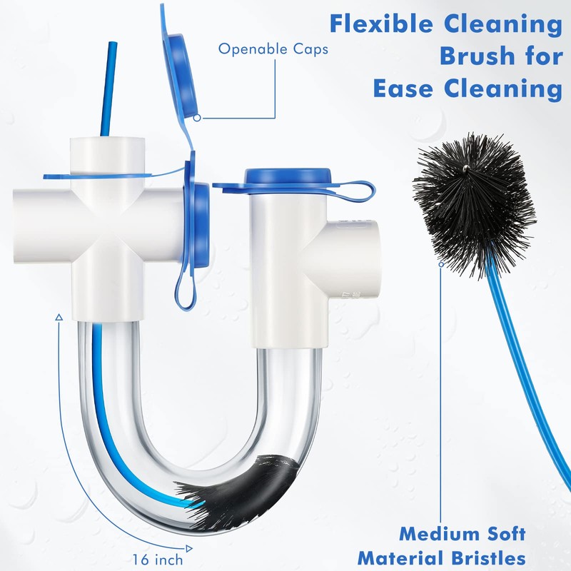Gulfmew 3/4 Inch Standard Condensate Trap with Cleaning Brush, PVC