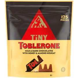 Tiny Toblerone Chocolate Gift Bag Variety Pack (Milk Chocolate and Dark Chocolate Bars), 125 Pieces