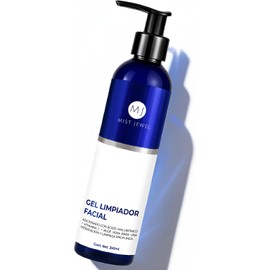 MIST JEWEL Gel limpiador facial hidratante con Ácido hialurónico + Vitamina C + Aloe vera + Ácido cítrico | Jabón dermolimpiador para la cara uso de dia y noche, piel mixta, seca y grasa 250ml