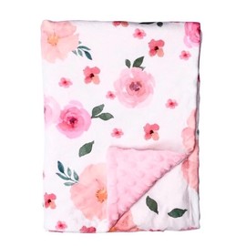 Baby Blanket for Boys Girls Double Layer Soft Plush Minky Blanket with Dotted Backing, Toddler Baby Newborn Blanket Shower Gifts (Pink Floral, 30 X 40 inches)