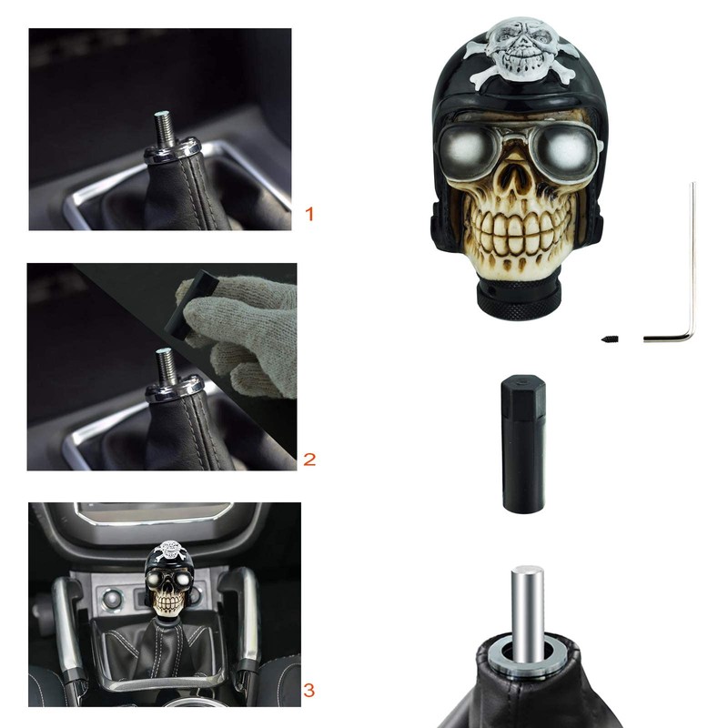 Lunsom Skull Resin Stick Shift Knob, Pirate Shape Shifting Head