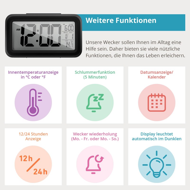 Mebus digitaler Wecker Kunststoff Schwarz normal 1594101