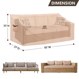 Heavy Duty Patio Sofa Cover - 85" W x 37" D x 35" H Inch Waterproof Outdoor Couch Protector, UV-Resistant Anti-Fading Furniture Bench Cover