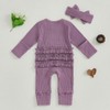 LYSINK Newborn Girl Romper Outfit Ribbed Long Sleeves Round Neck
