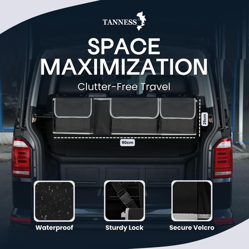 TANNESS Car Boot Seat Organiser with Adjustable Straps - Storage