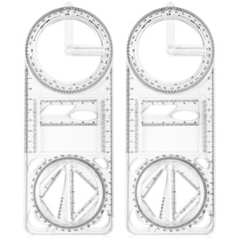 Zonon 2 Pack 6 Inch Protractor, Multifunctional Drawing Ruler Rotatable Mathematical Function Math Geometry Ruler Set, 360 Degree Protractor, Drafting Tools, Large Circle Protractors (Upgrade)