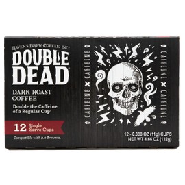 Raven’s Brew Coffee High Caffeine Dark Roast K-Cup Compatible Single Serve Pods — Double Dead 12ct