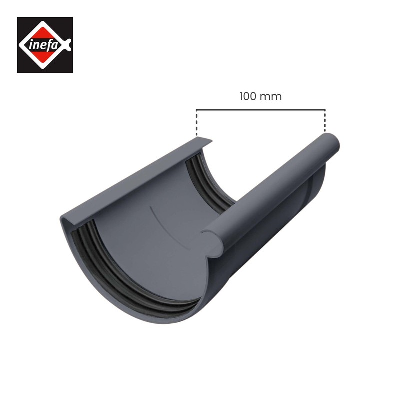 INEFA Gutter Connector Semicircular PVC NW100 / 100 mm Anthracite