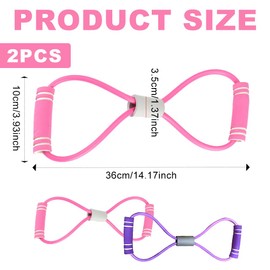 Alwodici 2 Pcs Resistance Bands With Handle 8-Shaped Stretching Bands Latex Shoulder And Neck Home Stretch Band Elastic Rope Back Pink And Purple Stretch Bands For Exercise Exercise And Fitness Tool