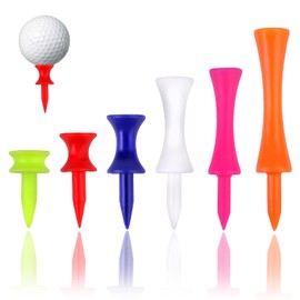 PUFEUOO 180 Pack Plastic Golf Tees, 6 Different Sizes Golf Tees (70 mm, 60 mm, 50 mm, 36 mm, 30 mm, 23 mm) Golf Tees Mixed Size and 6 Color