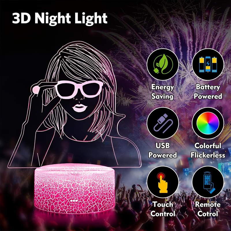Deluisho 3D Night Light, Songstress 3D Lamp Illusion LED, 3D