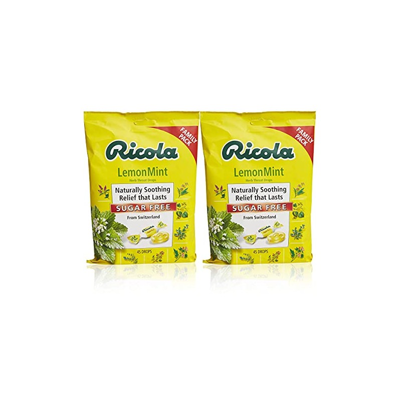Ricola Sugar Free Lemon Mint Herbal Cough Suppressant Throat Drops,