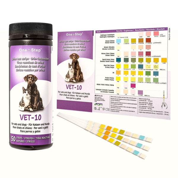 One Step Pet Urine Testing Strips, 50 x Urinalysis Parameter