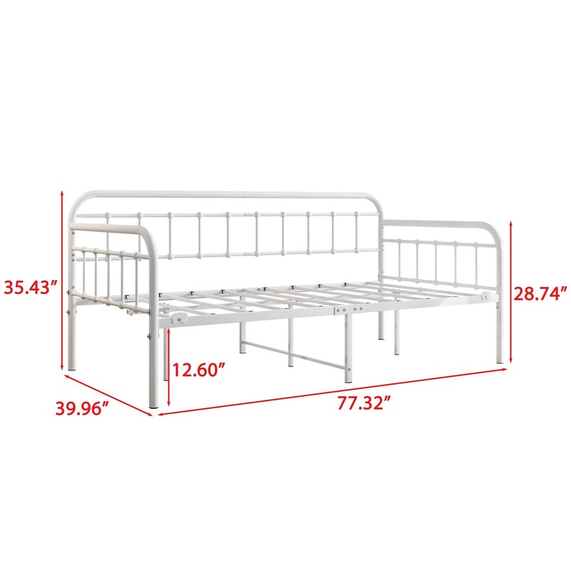 JURMERRY Metal Daybed Frame Twin Size with Steel Slats Platform