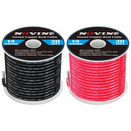 14 Gauge Wire-30FT Black 14 Gauge Marine Wire + 30FT Red 14AWG Marine Wire,14 AWG Marine Grade Wire Oxygen-Free Tinned Copper Electrical Wire Cable for Marine Automotive Boat Lighting Outdoor