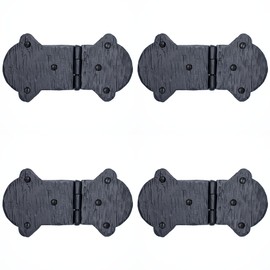 4 Pack 5.5 Inch Black Wrought Iron Hinges - Decorative Wrought Iron Door Hinges – Rustic Iron Hinges for Farmhouse Shutters, Chests, Barn Doors, Shutter and Gates – The Farmhouse Series