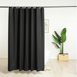 WellColor Black Heavy Duty PEVA Shower Curtain Liner with 3 Weights, 72x76 inch