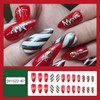 Almond Christmas Press on Nails Glossy Red Fake Nails with