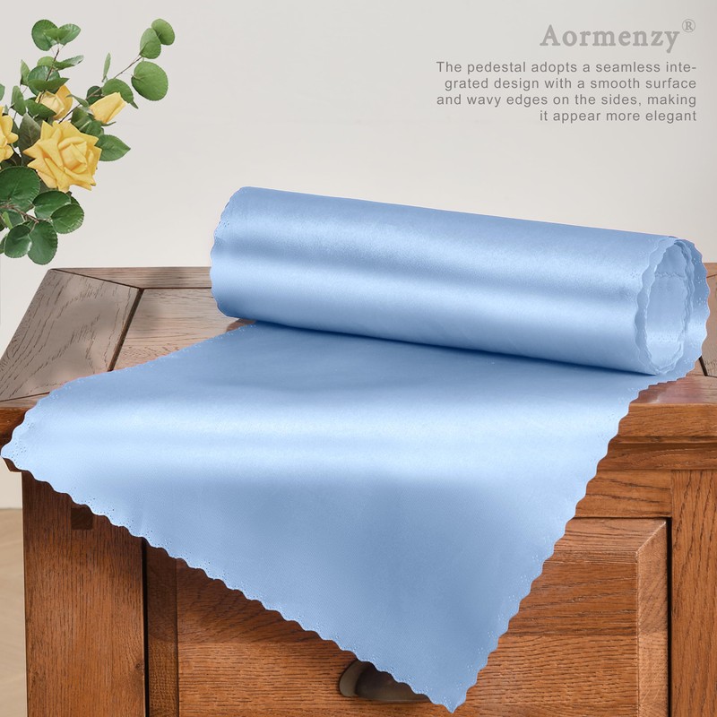 Aormenzy 4 Pcs Baby Blue Satin Table Runners 12 x